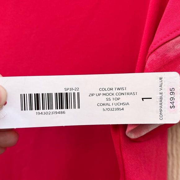 Weekends by Chico’s Active Polo Twist Zip Up Mock Contrast Size Medium - Picture 8 of 11